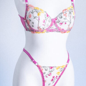 ÇİÇEK DESENLİ NAKIŞLI KAPSIZ BALENLİ BRALET TAKIM