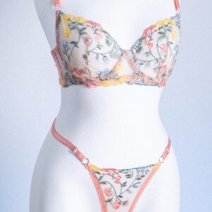 ÇİÇEK DESENLİ NAKIŞLI KAPSIZ BALENLİ BRALET TAKIM