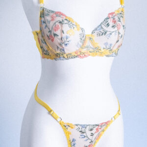 ÇİÇEK DESENLİ NAKIŞLI KAPSIZ BALENLİ BRALET TAKIM