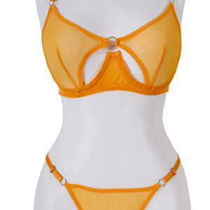 Balenli braletli TURUNCU halka detaylı takım tangalı iç giyim